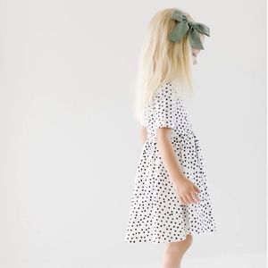 Alice + Ames Classic- THE SHORT SLEEVE BALLET DRESS IN IVORY DOT